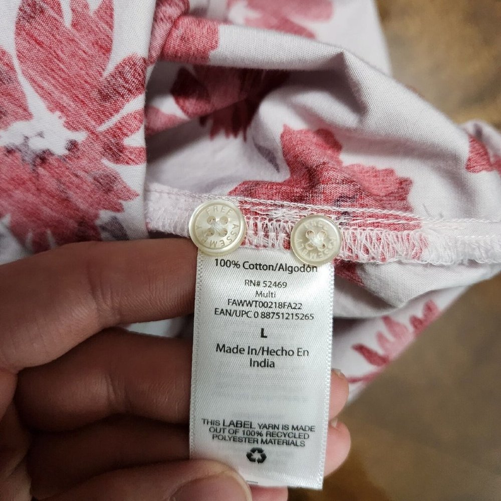 Free Assembly Shirt Womens Large Pink Floral Cotton Ruffle Sleeve High Low Top - Picture 10 of 11